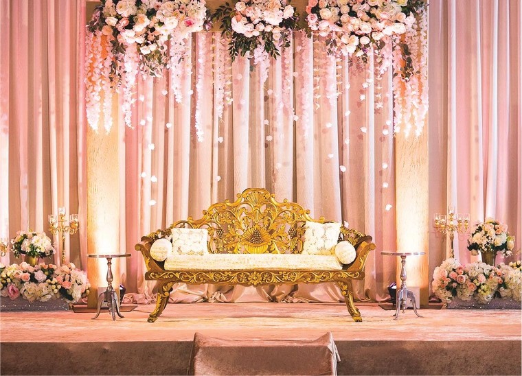 Wedding stage and catering setup